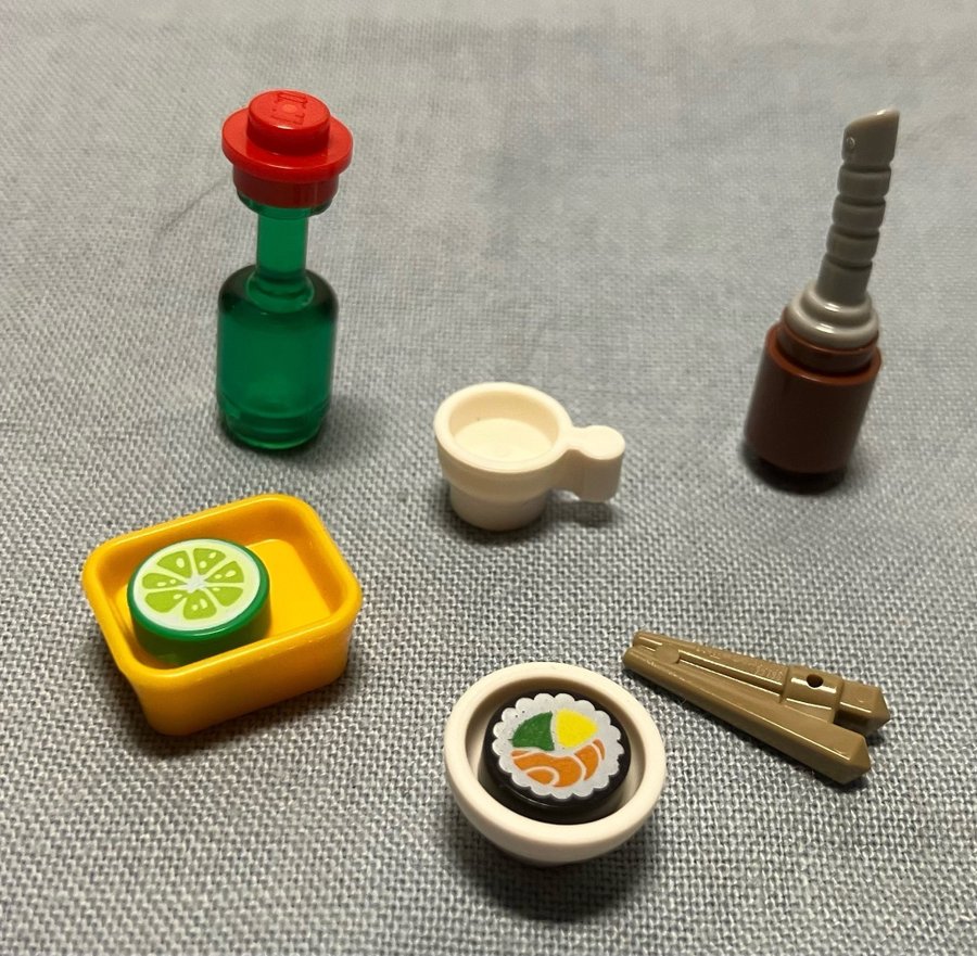 Lego Asiatisk Mat Sushi Lime Öl Soja Chop Sticks