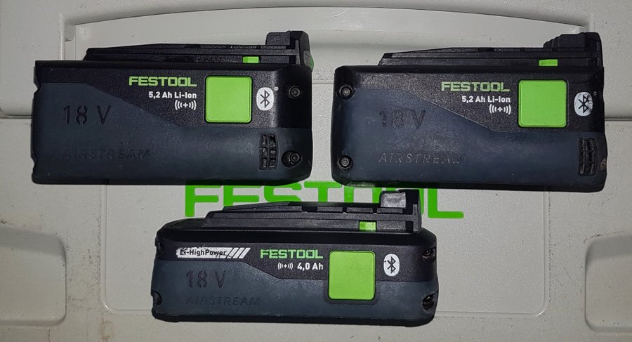 Festool Airstream/High power batterier (batteries) 3st 18v