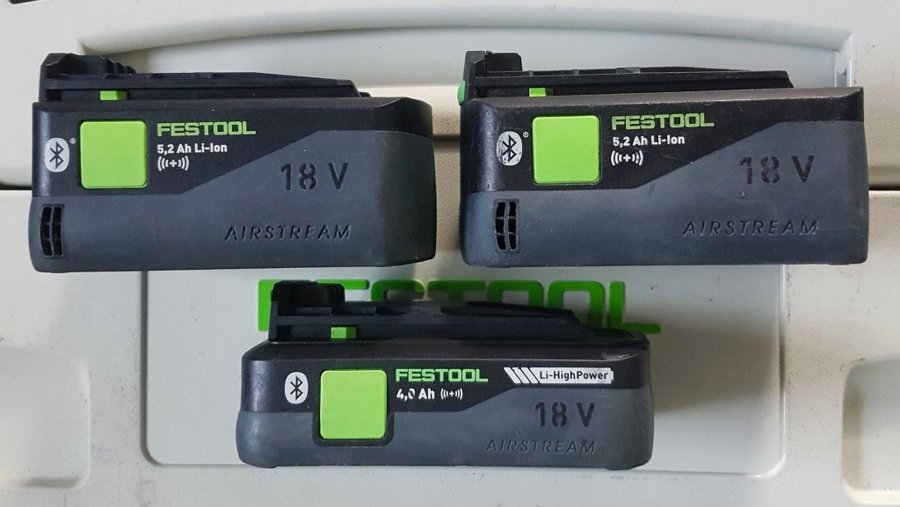 Festool Airstream/High power batterier (batteries) 3st 18v