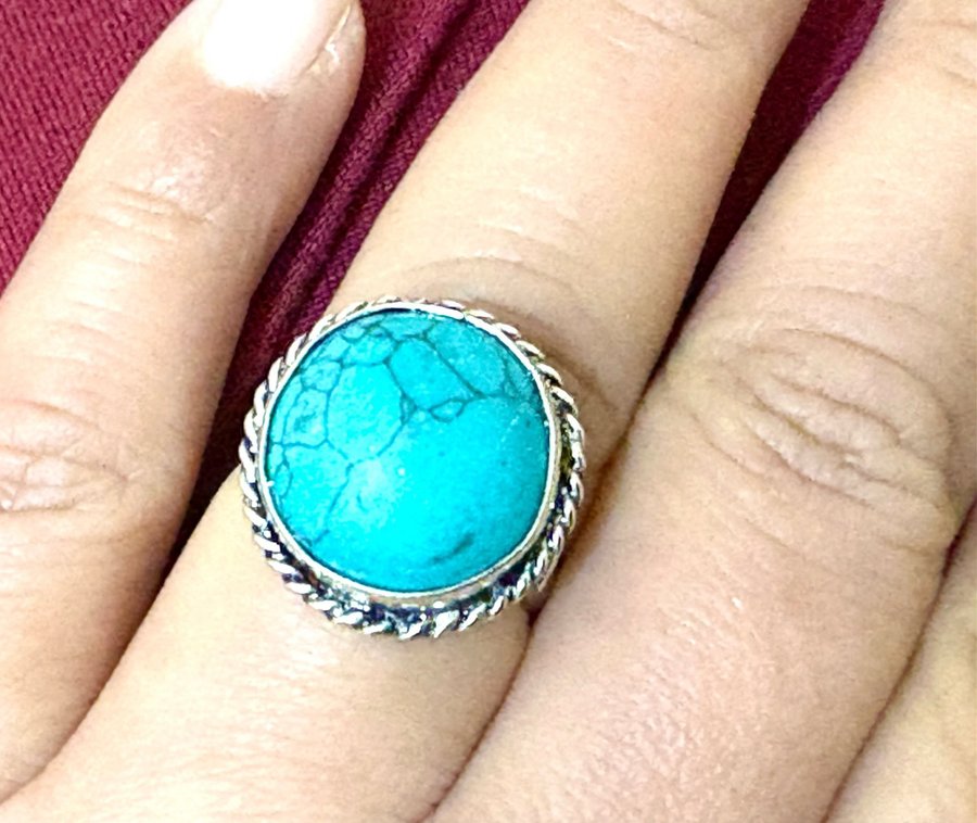 Turquoise silver 925 ring size 17 - Stone queen