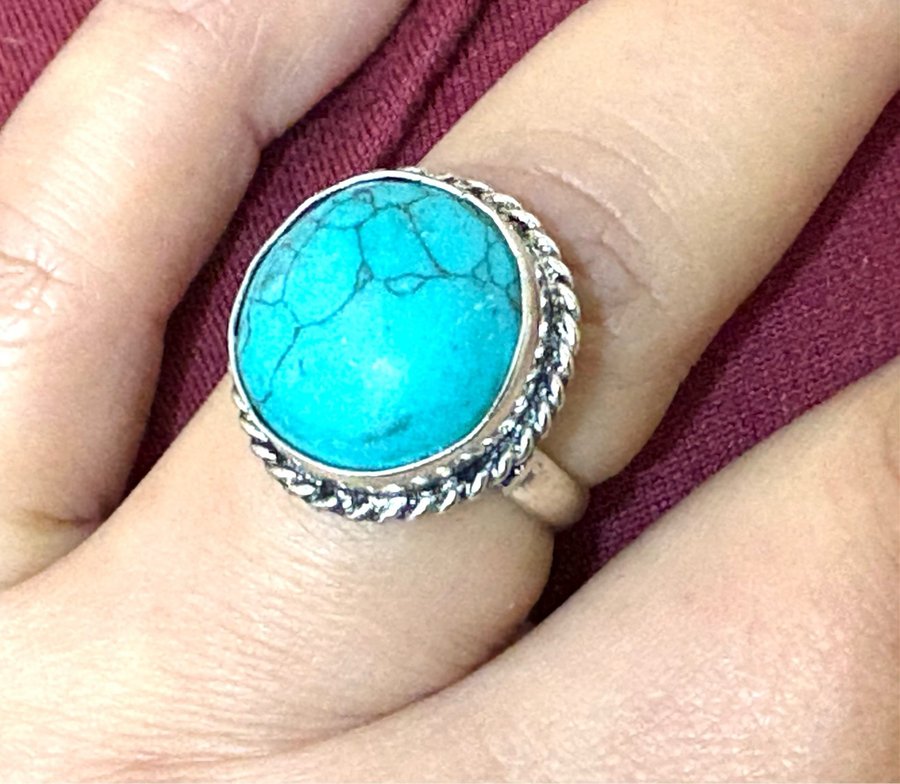 Turquoise silver 925 ring size 17 - Stone queen