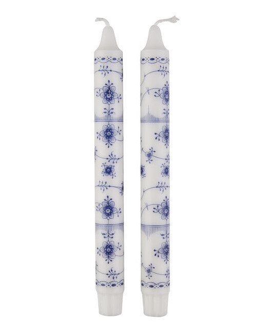 2 BLUE FLUTED Candles Royal Copenhagen