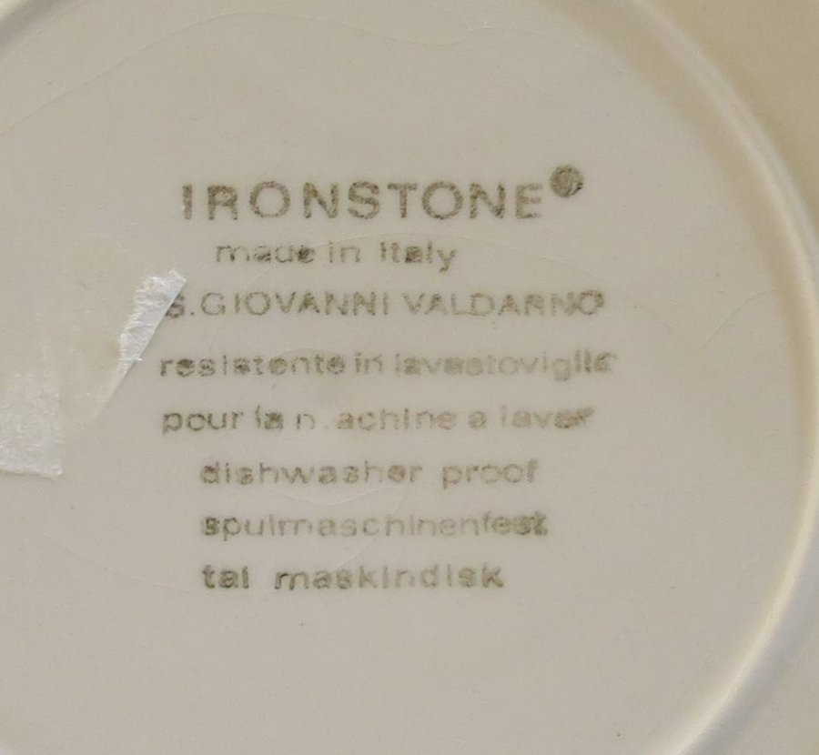 Vintage handmålad mattallrik Ironstone Italy SGiovanni Valdarno