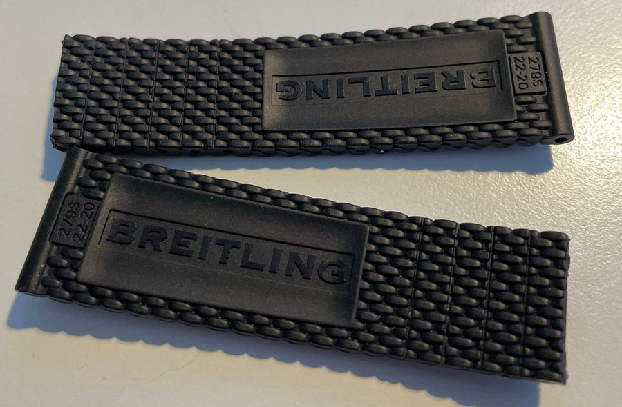 Breitling svart mesh gummiband 22/20 mm för viklås