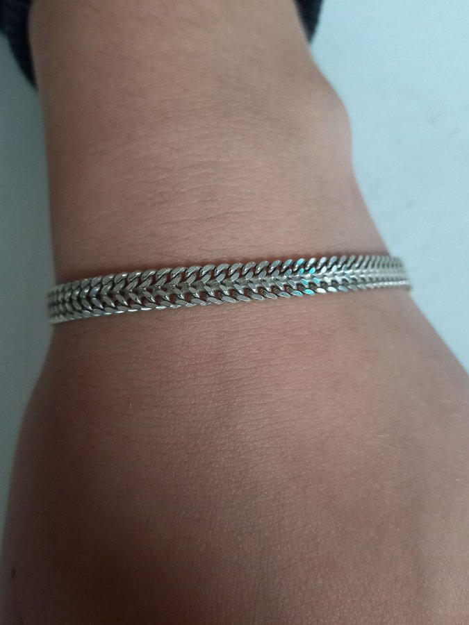 ARMBAND sterling silver 925 fiskben 18 cm Italien