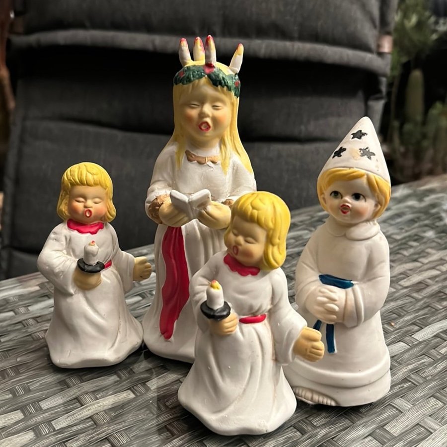 Lucia (saknar ett ljus) tärnor stjärngosse i porslin