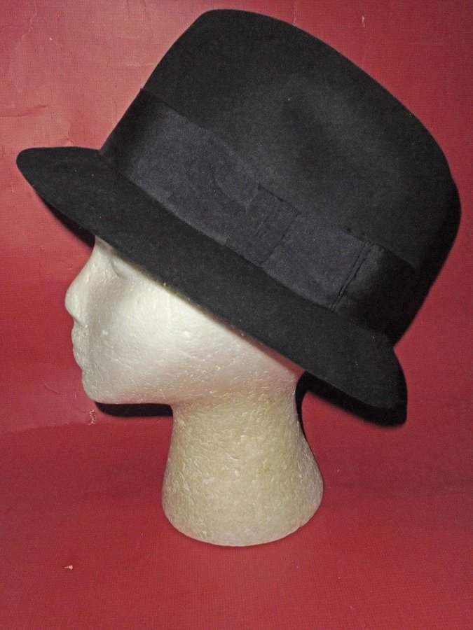 hatt svart herrhatt vintage oanvänd