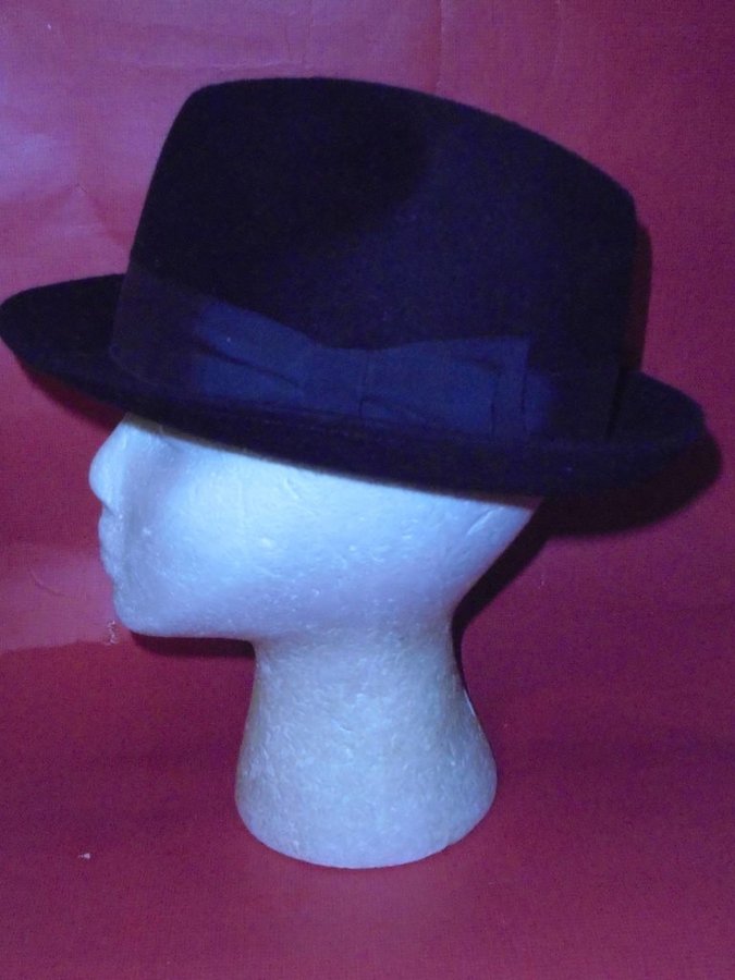 hatt svart herrhatt vintage oanvänd