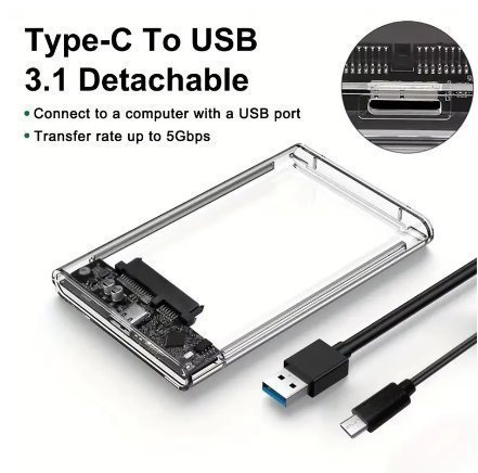 USB 3.1 Transparent HDD-hölje 2.5