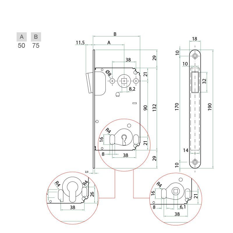 LÅS /BONAITI B-FORTY(Italy) Interior Magnetic Lock/WC Version