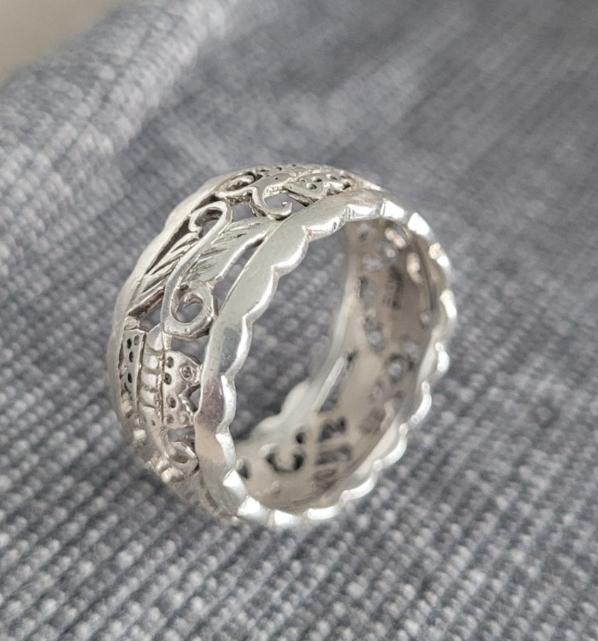 Nostalgisk Ring i Silver 925 Openwork Design Butterflies Shabby Vintage