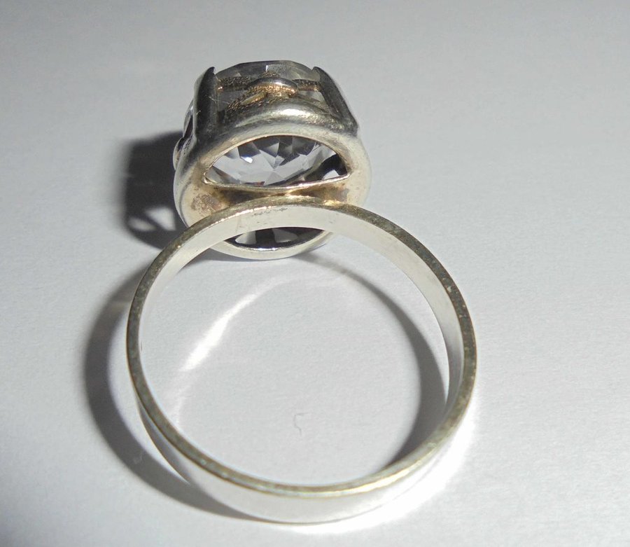 ring i silver med bergskristall vintage Finland