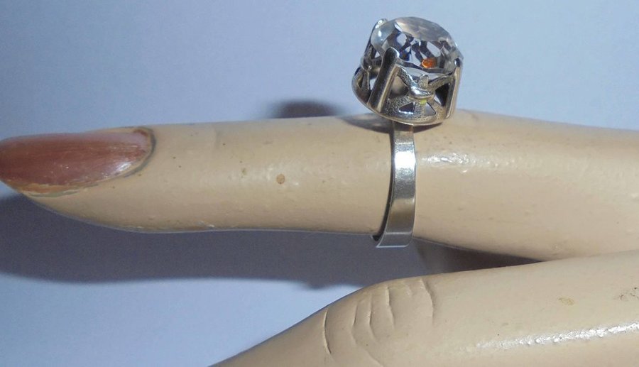 ring i silver med bergskristall vintage Finland