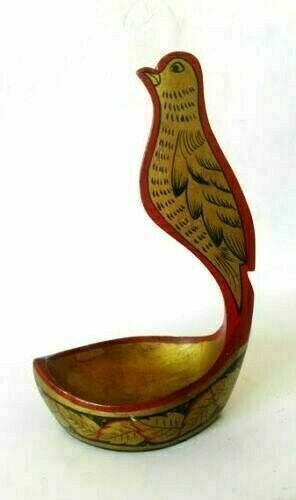 Russian folk Spoon vintage art hohloma pheasant