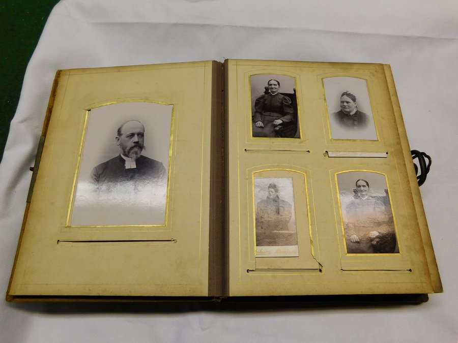 Antik Fotoalbum Art Nouveau Ca; 1850-70 tal Sällsynt