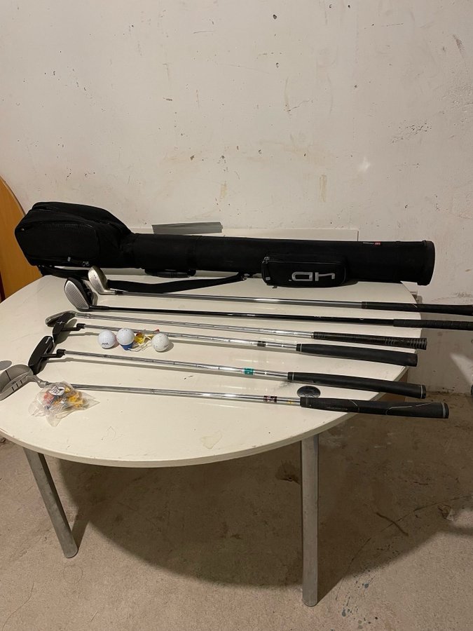 Golfset med 6 olika klubbor, 3 putter och bag