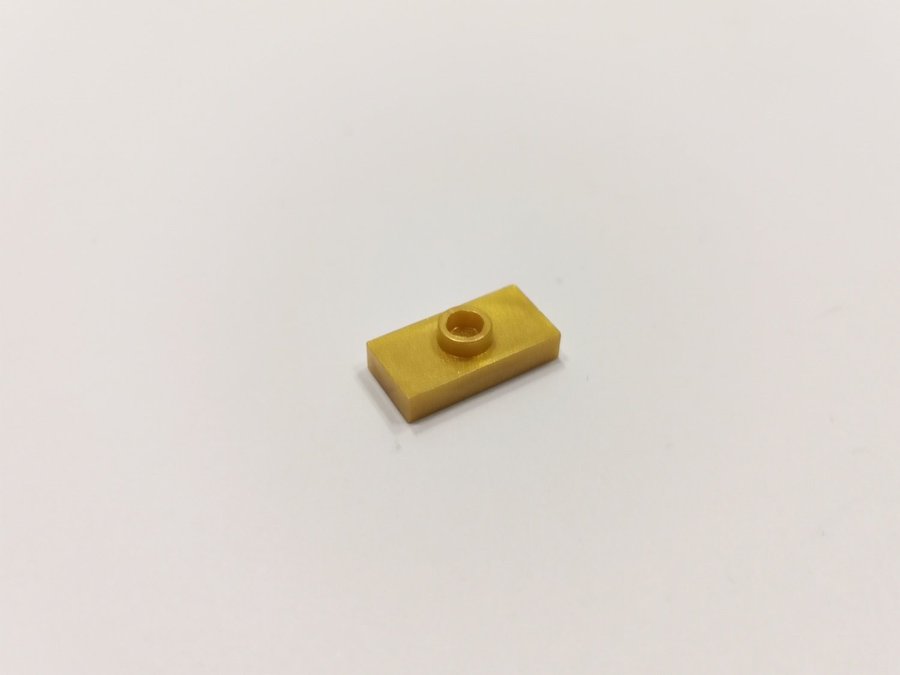 Lego - 1x2 - platt - plate - modifierad - part 3794a - guld (pearl gold)