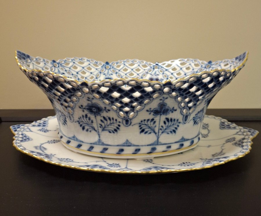 Royal Copenhagen Full Lace fruit basket with dish.