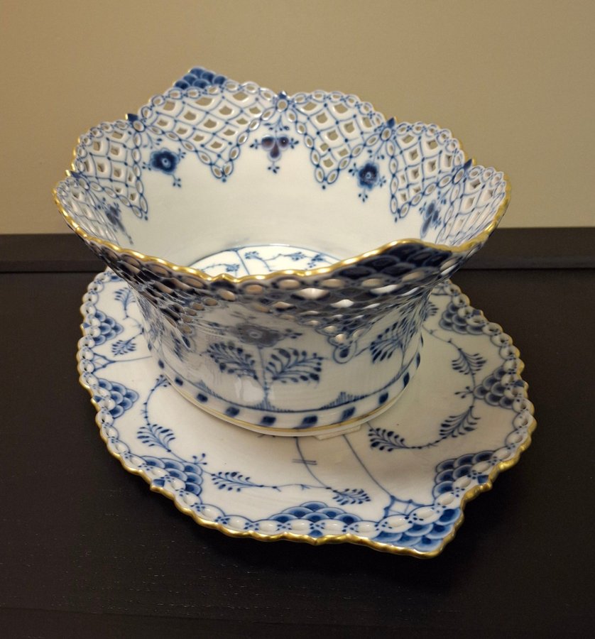 Royal Copenhagen Full Lace fruit basket with dish.