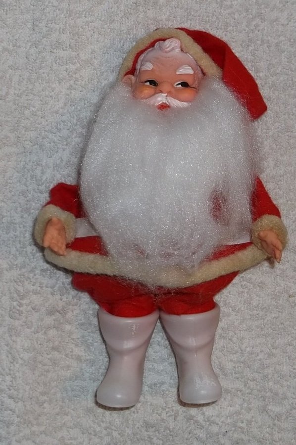 Jultomte docka 1980-tal 19 cm Plast Röd Tomte Vintage