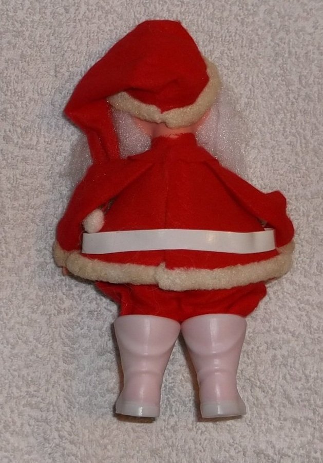 Jultomte docka 1980-tal 19 cm Plast Röd Tomte Vintage