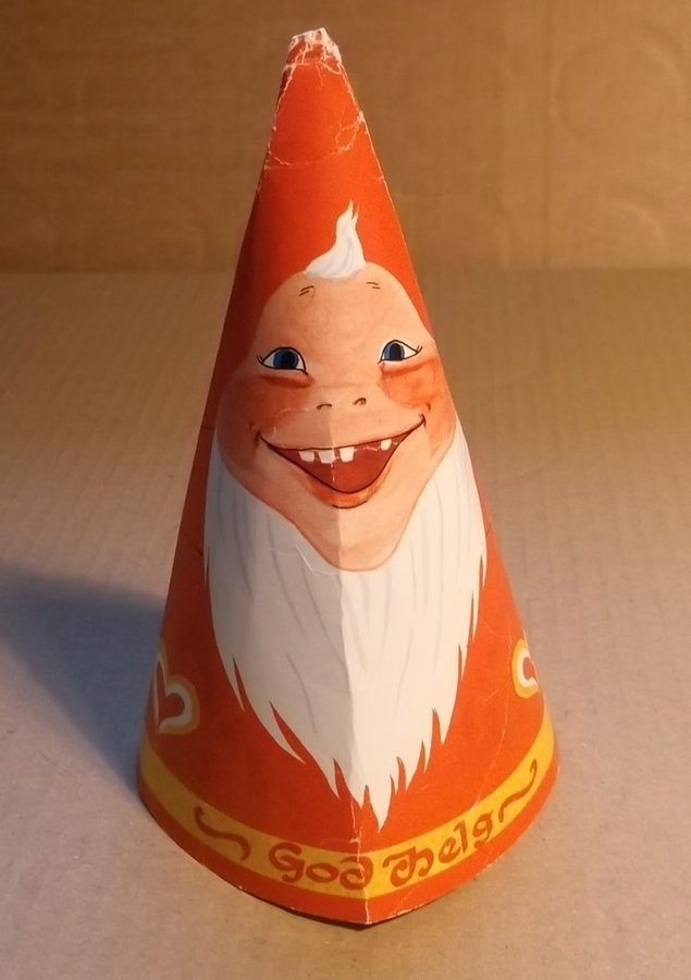 Papperstomte från Postbanken år 1972 Unik Rolig Tomte Vintage 1970-tal