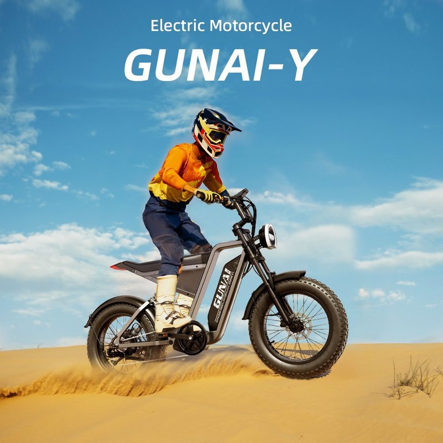 GUNAI-Y Moped Elcykel 20'' Off-Road Dirt MTB 7växlad full fjädring 18AH baterija