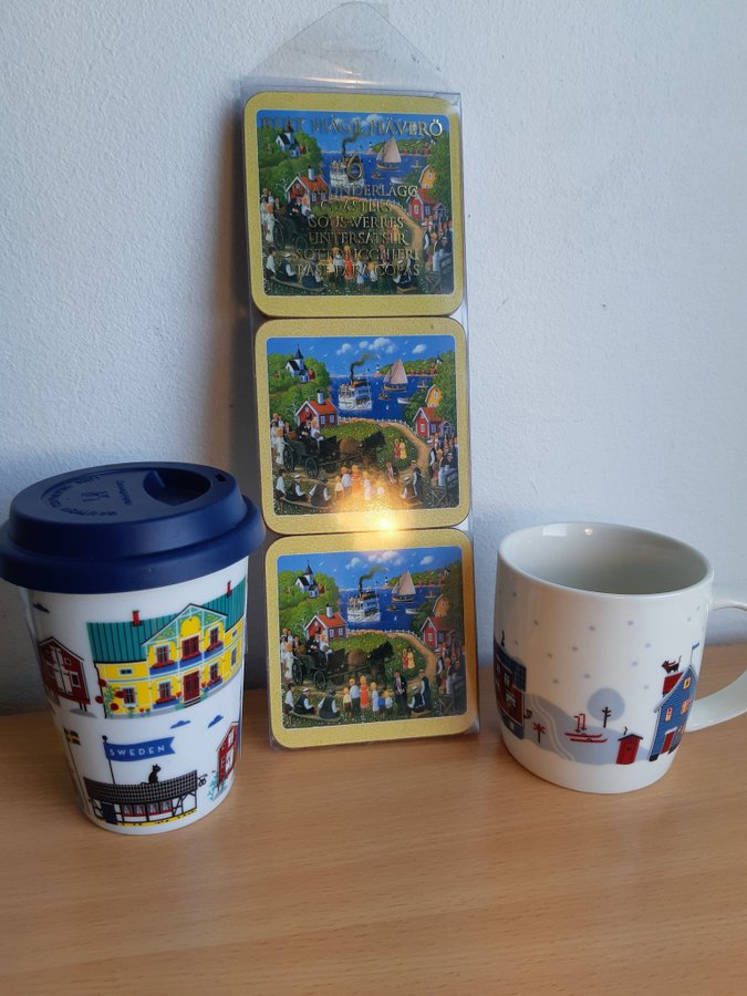 Bert Håge Häverö: 6-p coasters /Take Away mugg SWEDEN/Mugg Vinter Sweden