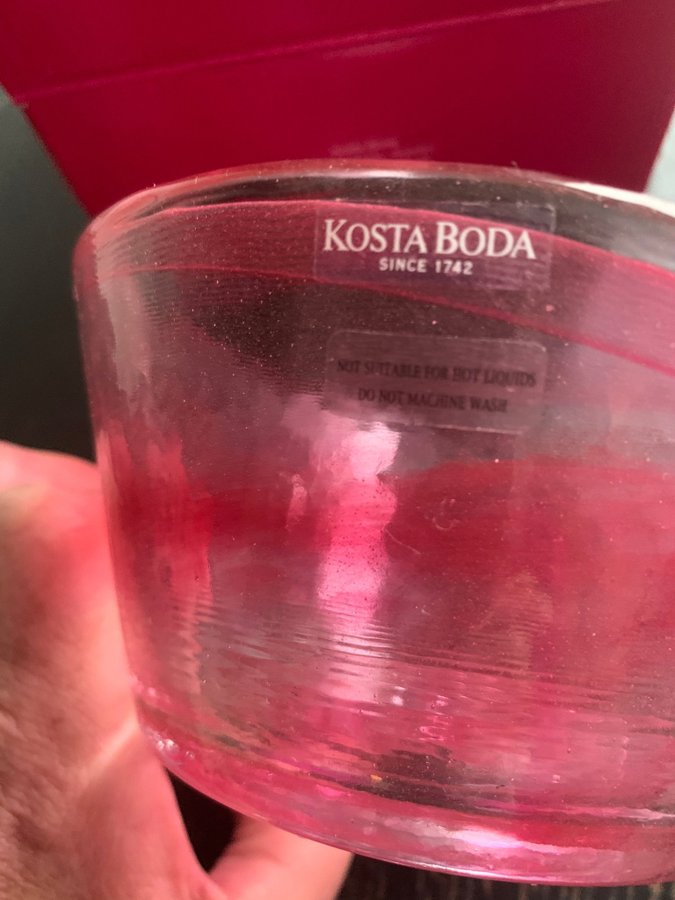 MINE Kosta Boda Skål Mine Pink Rosa oanvänd i originalbox