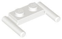 White Plate Modified 1 x 2 with Bar Handles - Flat Ends - LEGO - 3839b