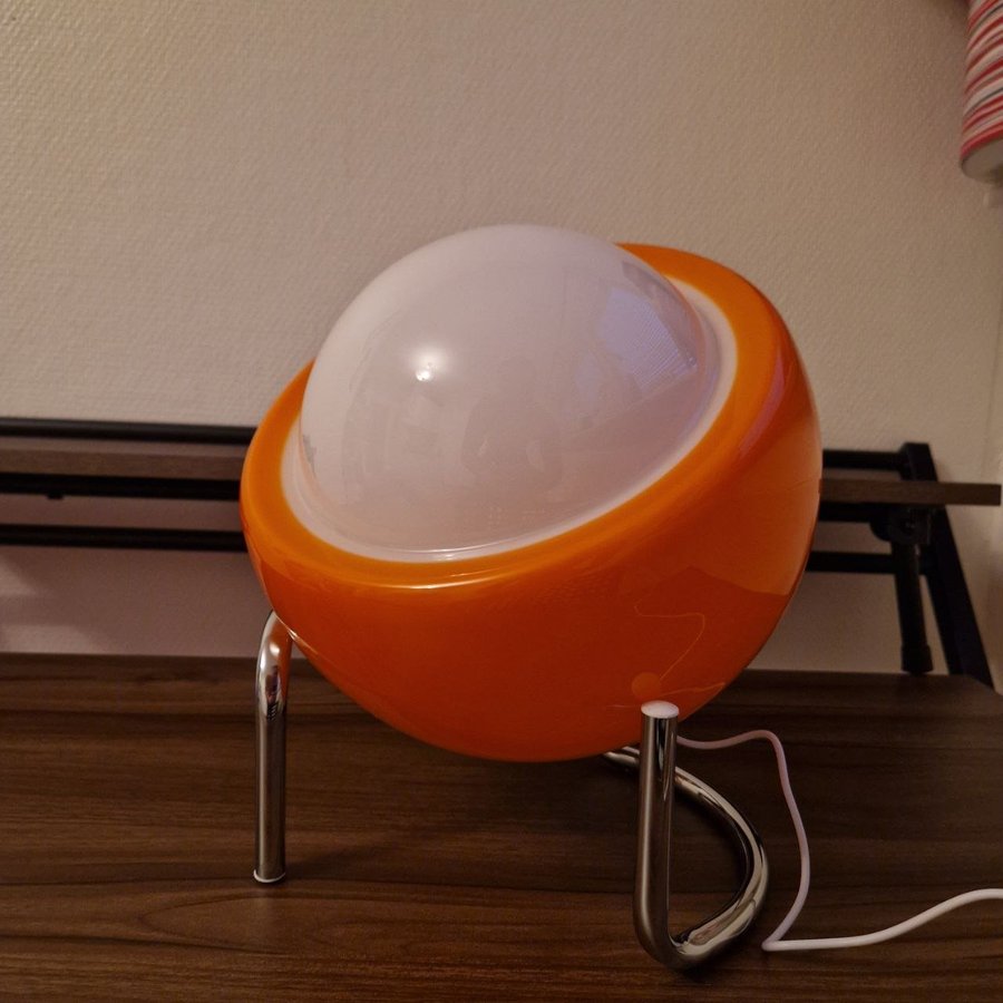 Bauhaus Medeltida Nordisk Bordslampa - Retro LED-nattlampa med orange glaskupa