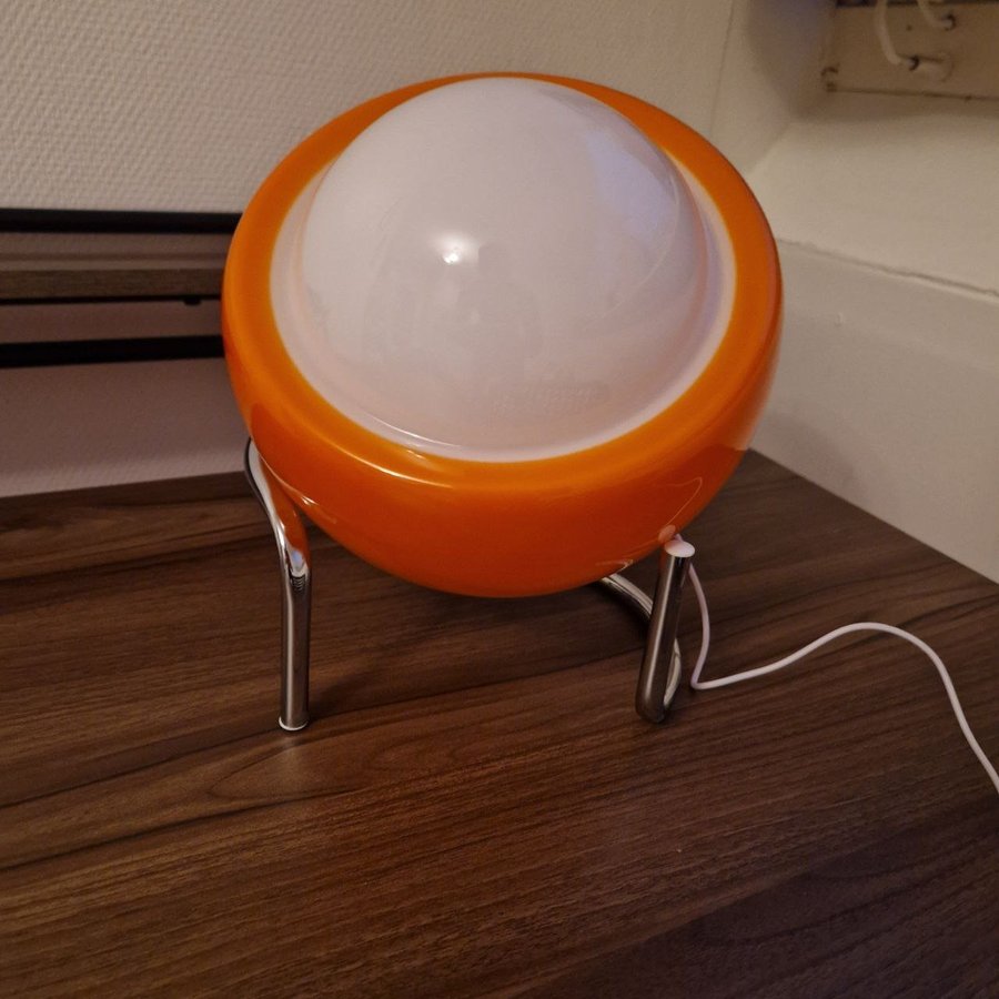 Bauhaus Medeltida Nordisk Bordslampa - Retro LED-nattlampa med orange glaskupa