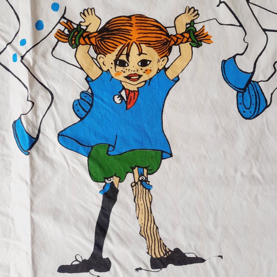 Påslakan PIPPI Långstrump med Lilla Gubben Åhlens Bomull 142x197 cm