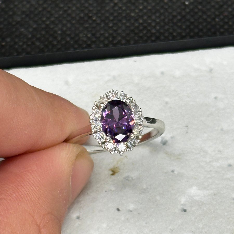 Äkta 925 silver ring med Amethyst