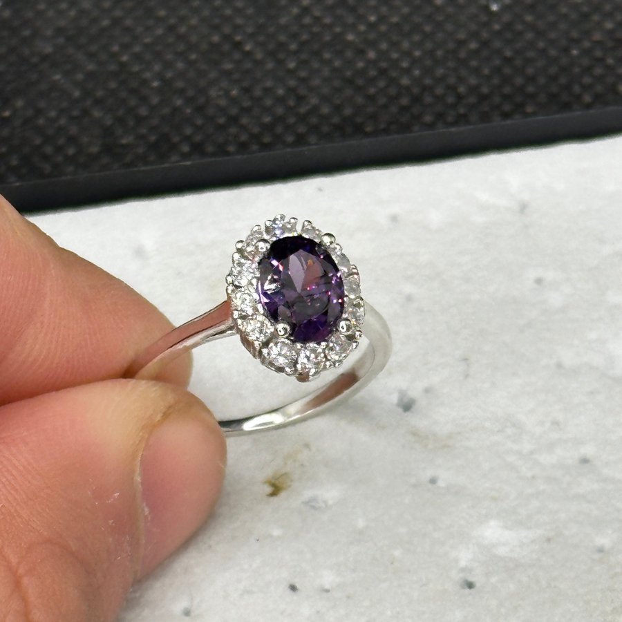 Äkta 925 silver ring med Amethyst