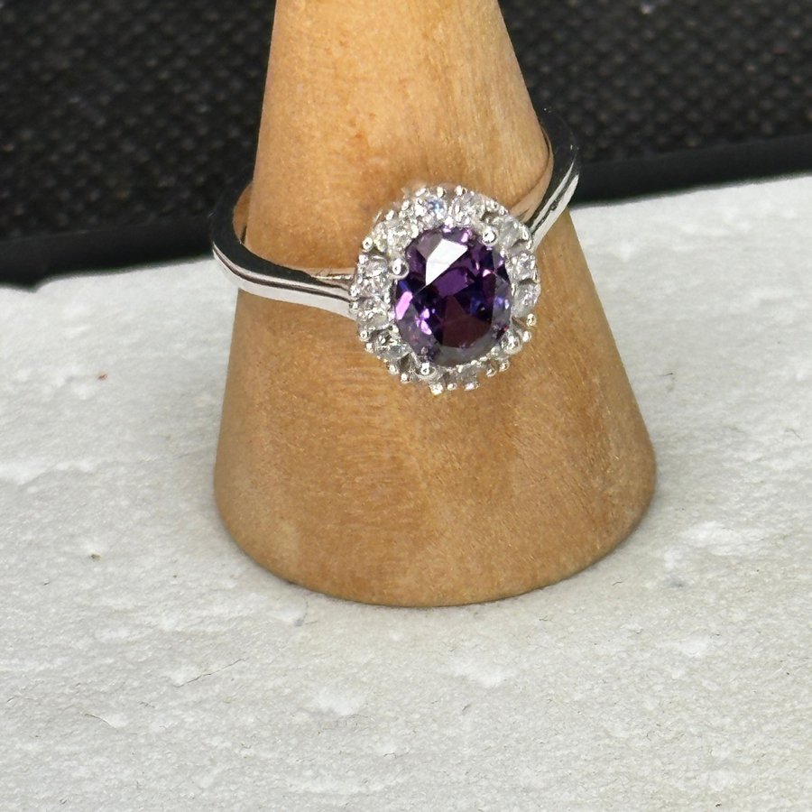 Äkta 925 silver ring med Amethyst