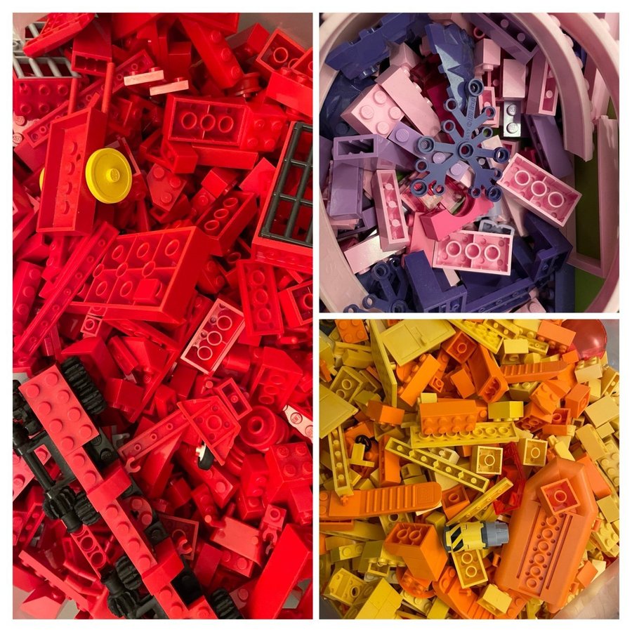 Lego Gul Orange Röd Rosa Lila