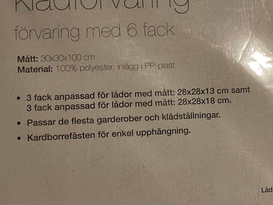 Klädförvaring med 6 fack