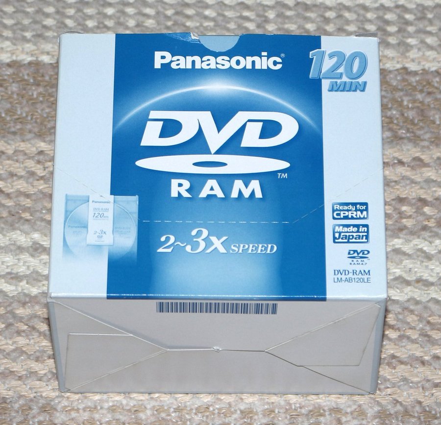 10 st Panasonic DVD-RAM 120 min 2-3x Speed