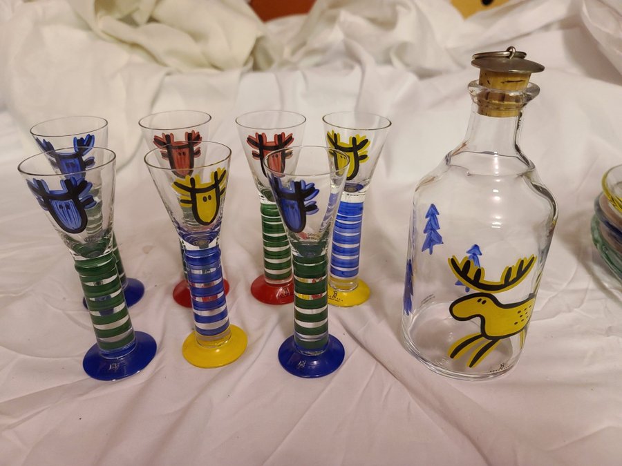 Bergdala älg glas set