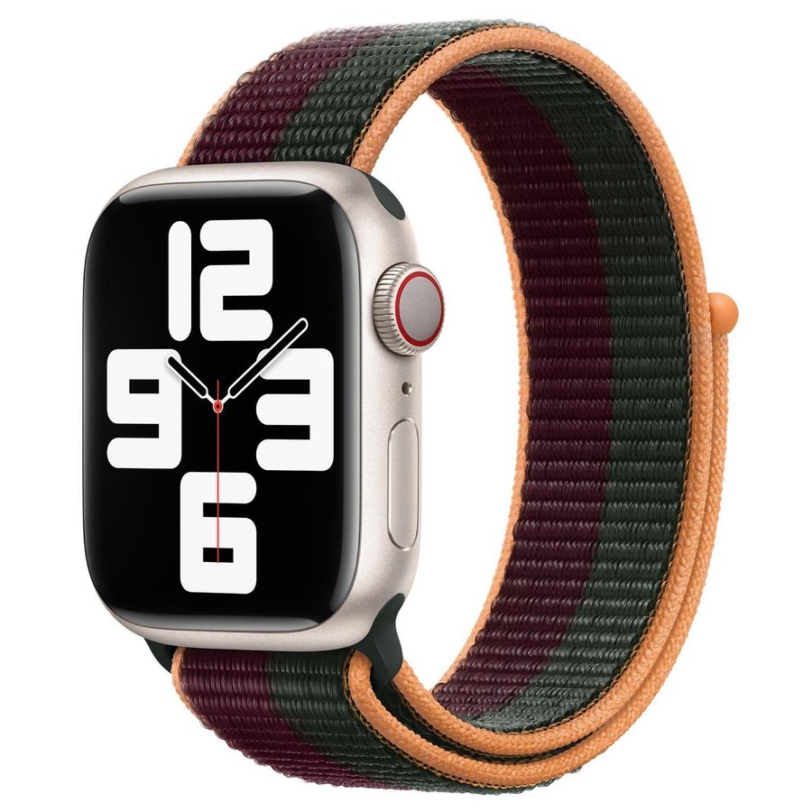 Nylonloop 38/40/41/42mm Apple Watch Armband - SKOGSGRÖN / MÖRK KÖRSBÄR