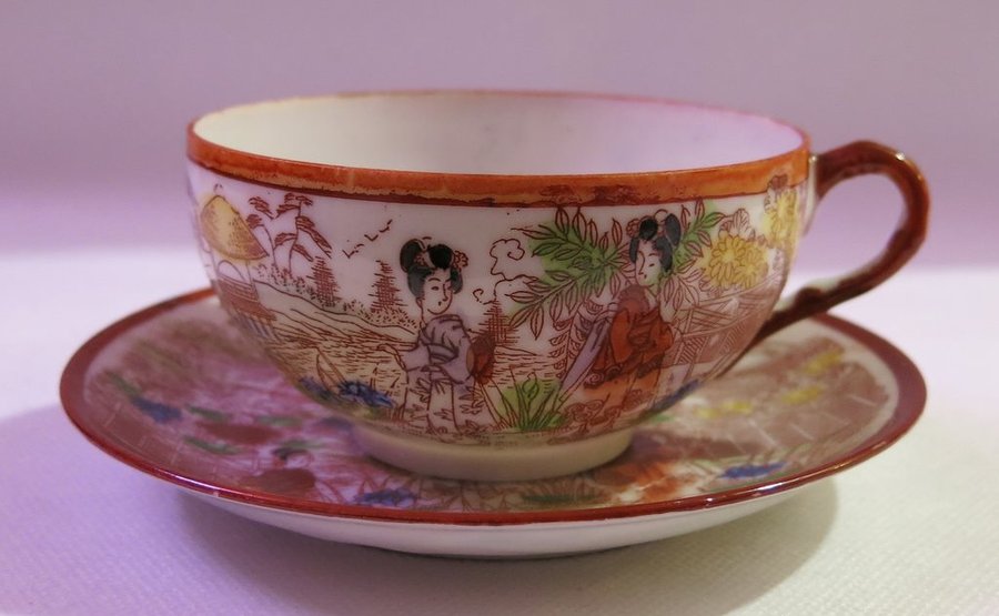 Vintage te kopp med Kutani Japan