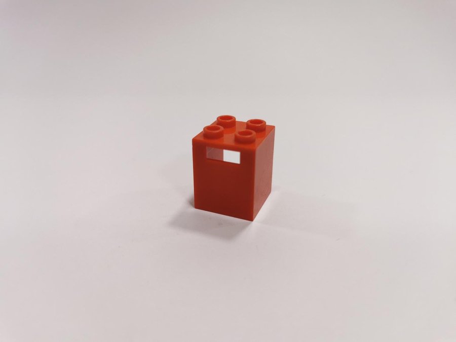 Lego - låda - postlåda - box - 2x2x2 - part 4345 - röd