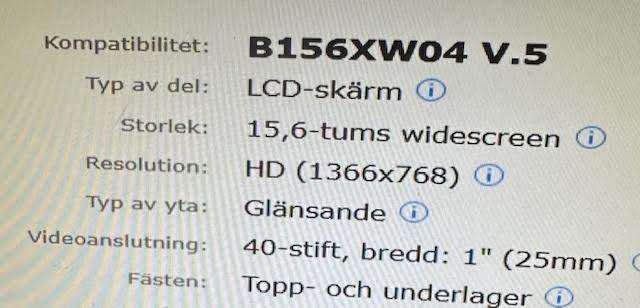 LCD-skärm B156XW04 V.5 15,6 tum HD