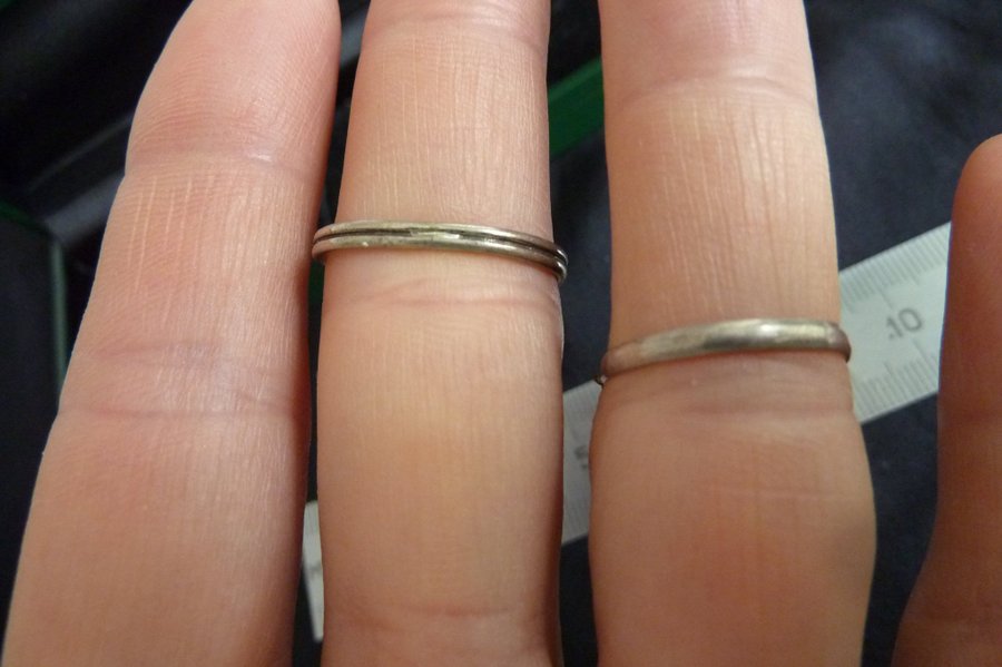 Äkta vintage 2 st silver ringar med turkos sten handarbete