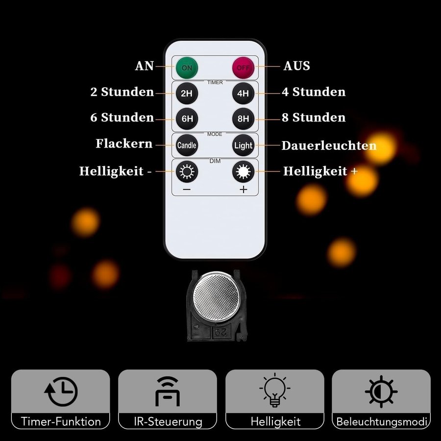 LED-Ljus med Fjärrkontroll-9 St