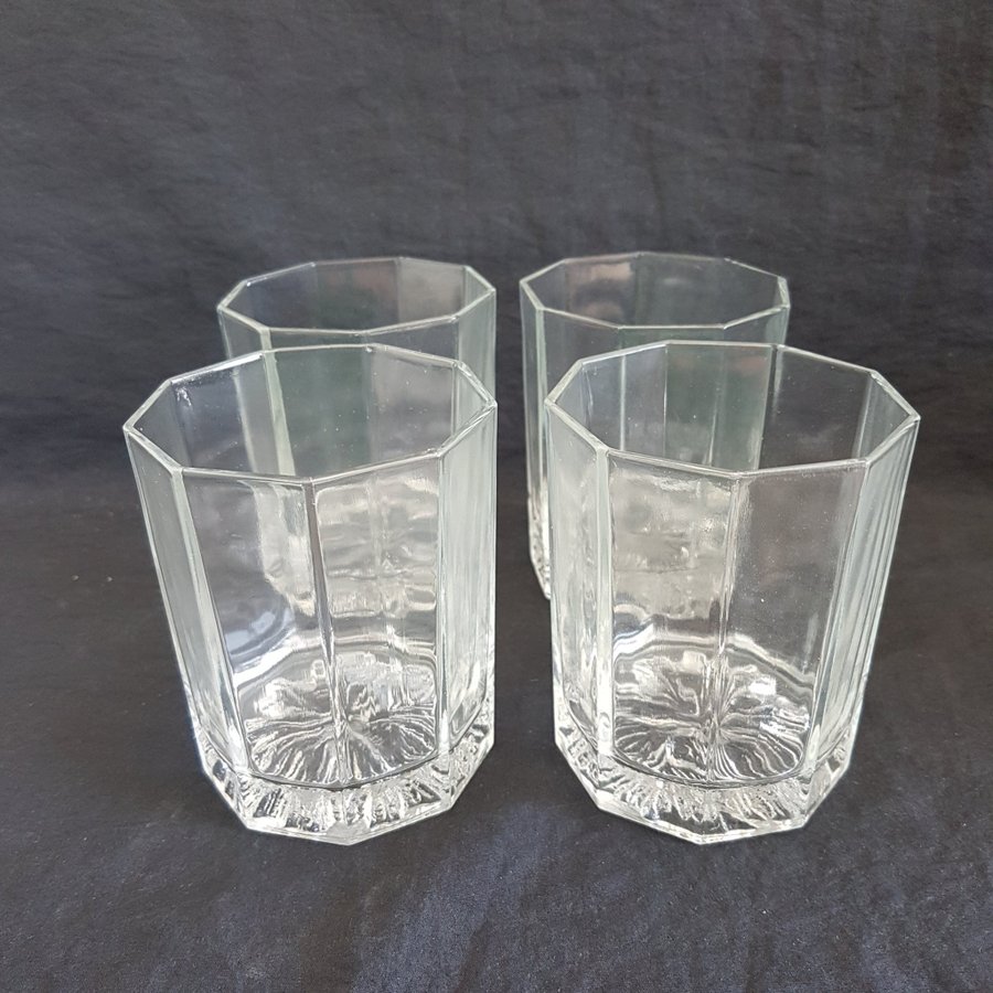 4st retro niokantiga glas mönstrad botten italienska dricksglas whiskyglas 2dl