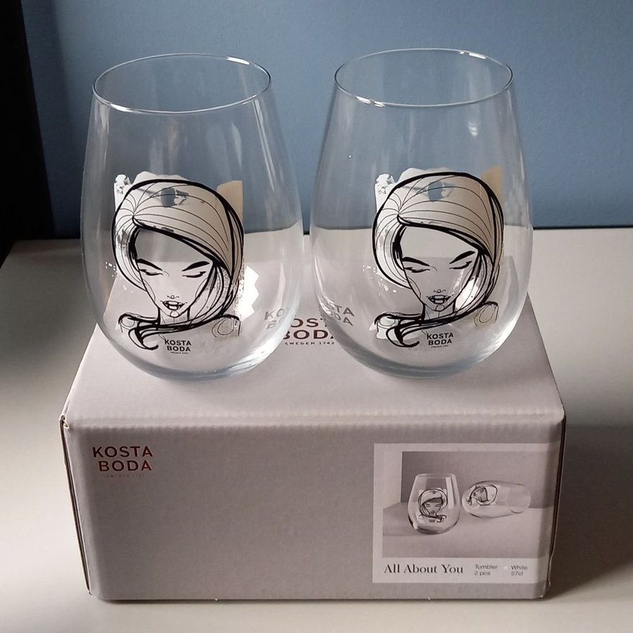 Oanvända! Kosta Boda All About You 2st tumblerglas White