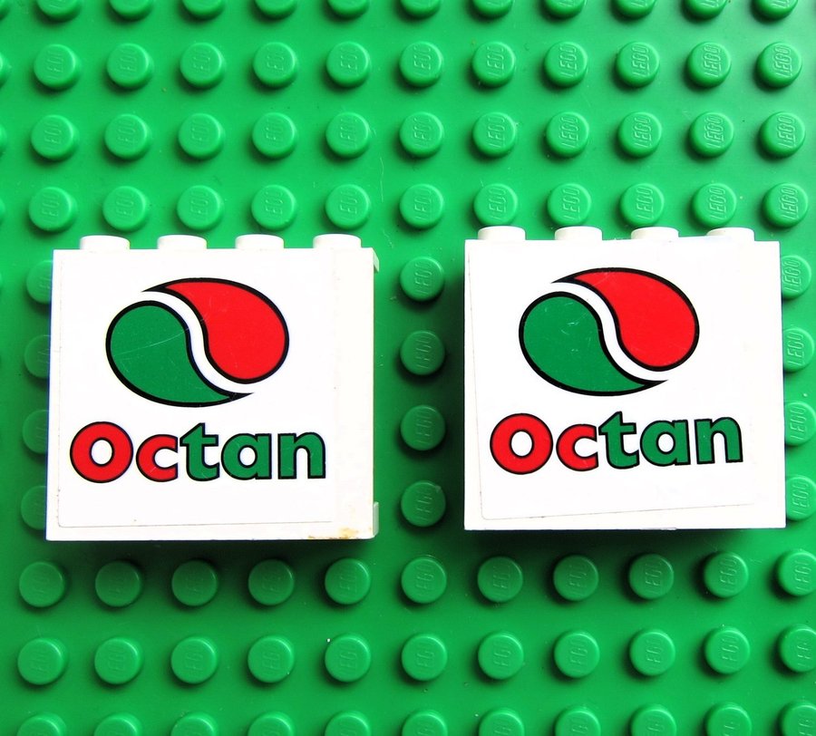 2 st LEGO Skylt Panel 1 x 4 x 3 with Octan Logo Pattern (Sticker)