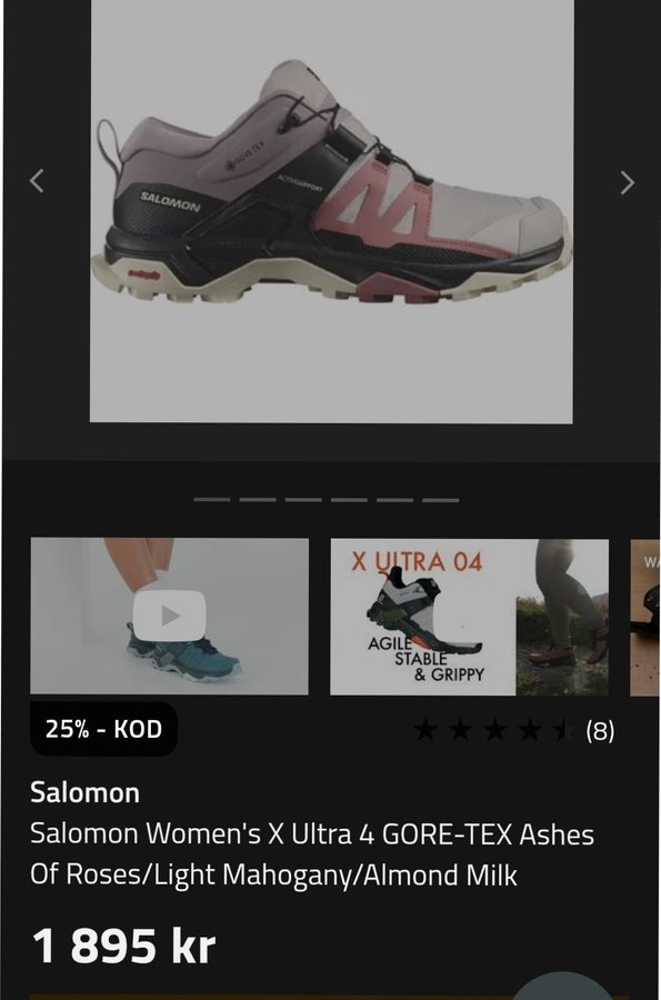 NYA! Salomon X Ultra 4 Gore-Tex Damskor Storlek 42 2/3